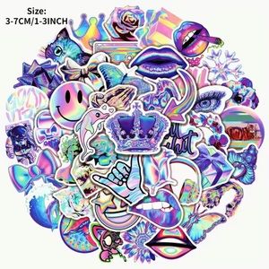 50pcs NEW Y2K Holographic Colorful Cool Graffiti Notebook Waterproof Stickers